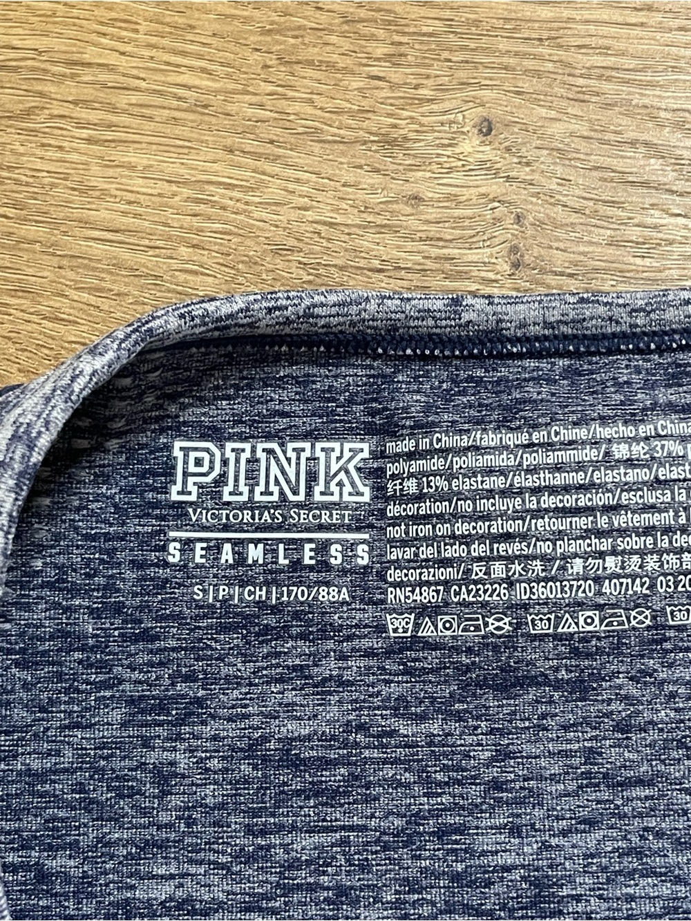 Pink Victoria's Secret blue marl Seamless workout Short Sleeve Tee size Small - Picture 9 of 12